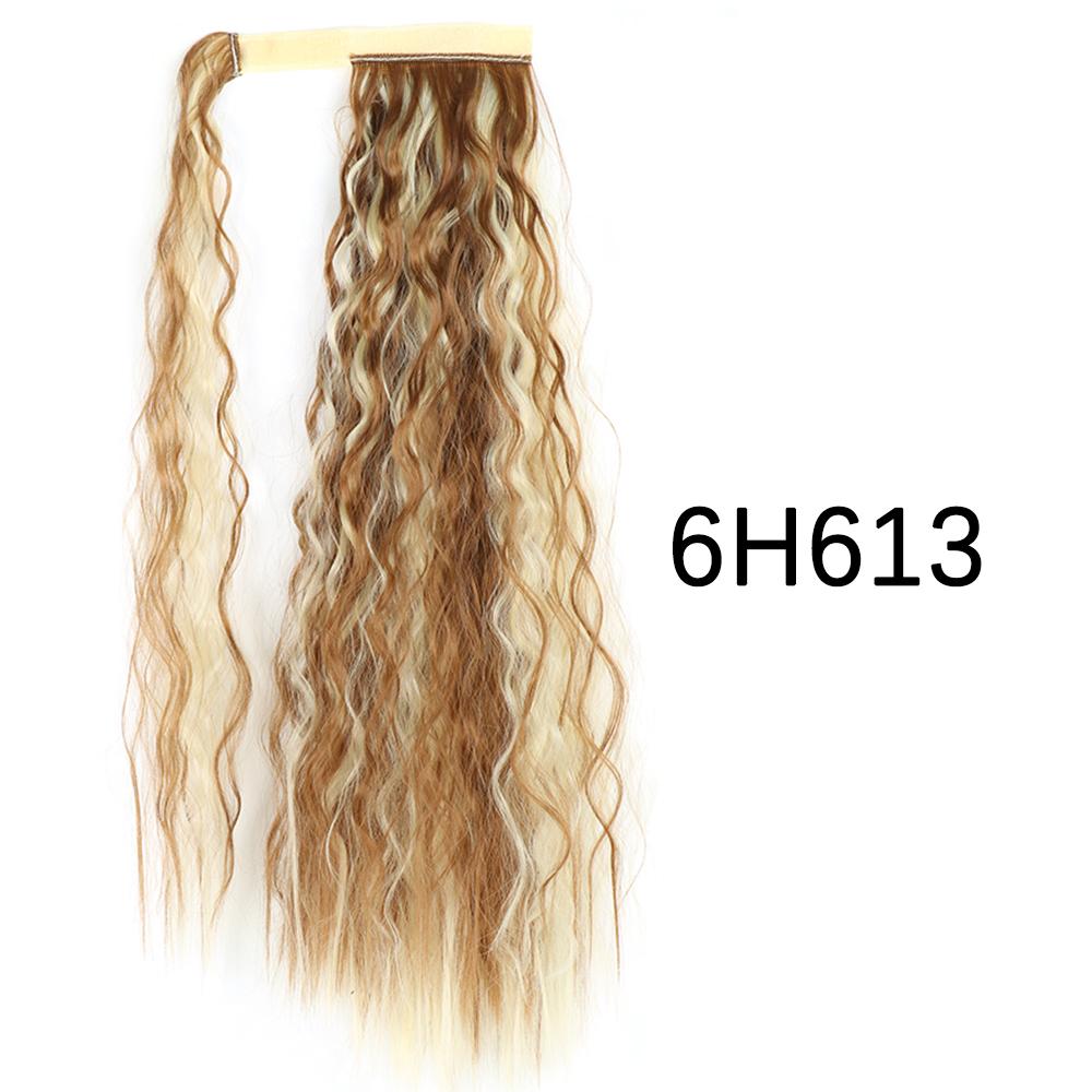 MISS WIG Synthetic Long Wavy Ponytail Hairpiece Natural Blonde Brown Wrap Around Hair Extensions for Women