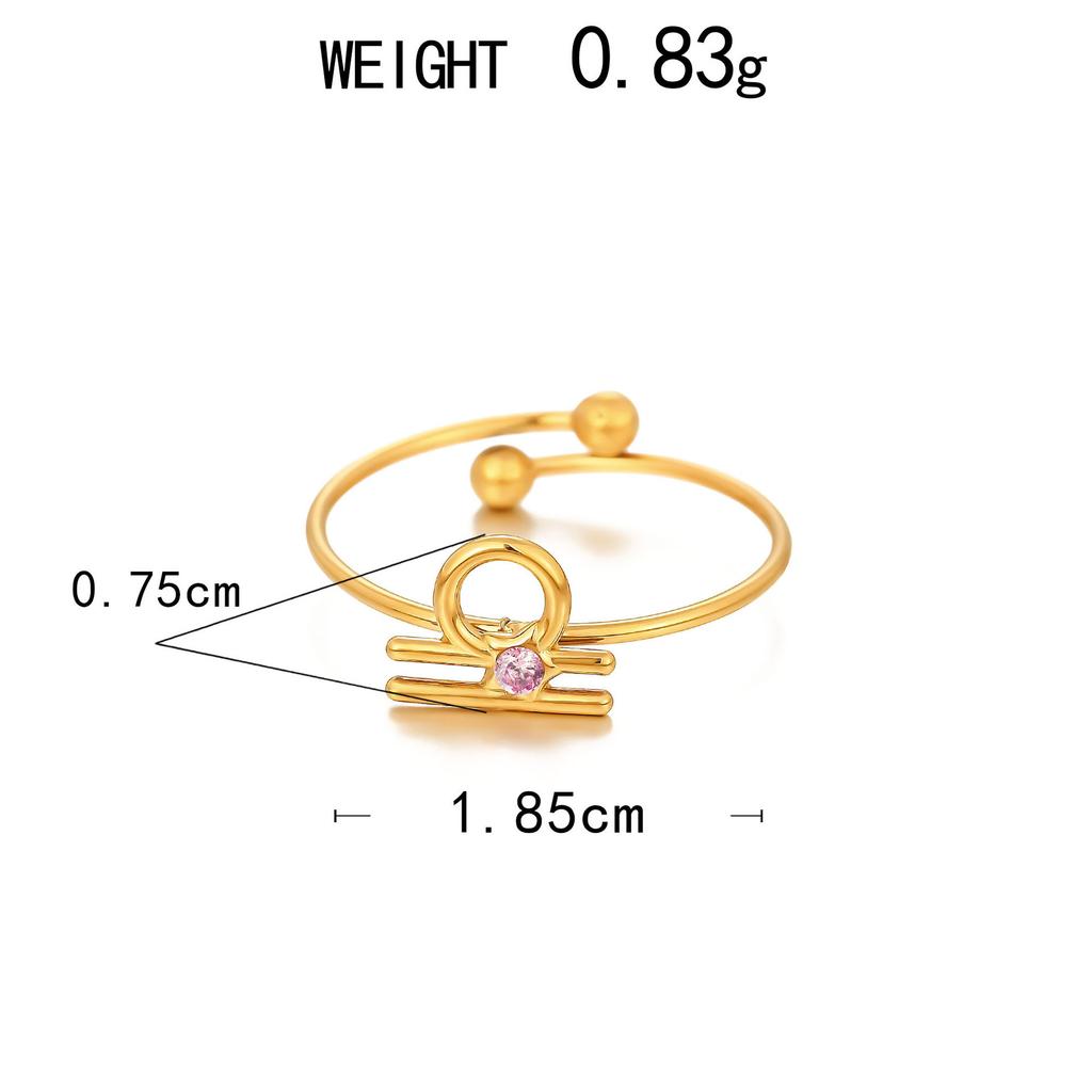 Personalized Ring, Stainless Steel Vacuum Plated 18K Gold Twelve Constellation Opening Single Bracelet.