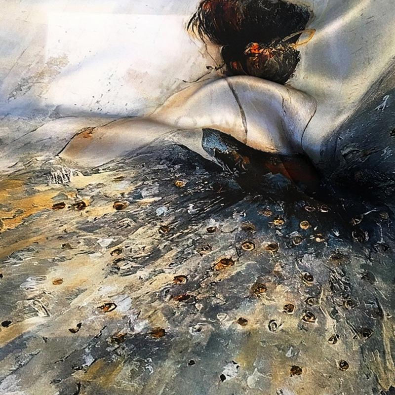 Romantic Dance Silk 70Cm Square Scarf Elegant Gentle Girl Mulberry Silk Silk Scarf Square Scarf Decorative Tie Scarf