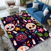 Яркий ковер с изображением скелета на День мертвых - Красочный дизайн с черепом и цветами, Кристаллический вельвет, Идеально для гостиной, спальни