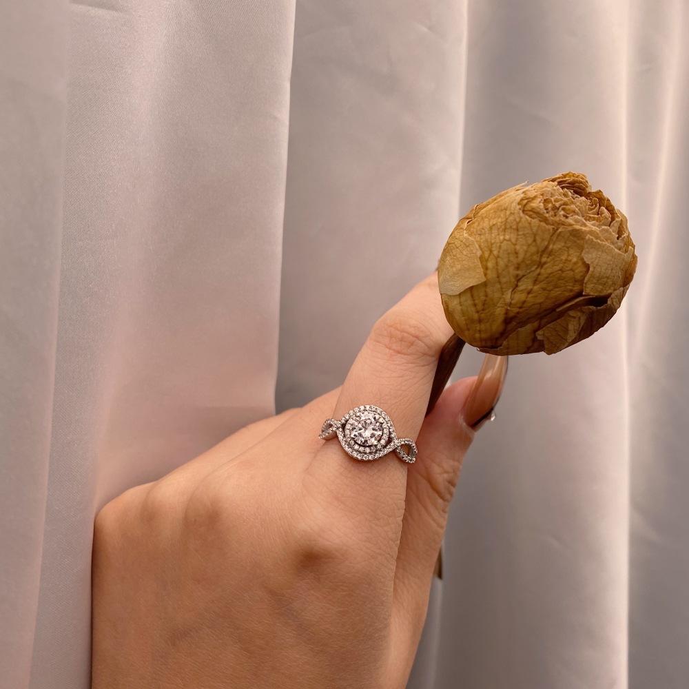 Tancise Women Classic 925 Sterling Silver  Zircon Ring Ladies Jewelry Wedding Promise Party Gift