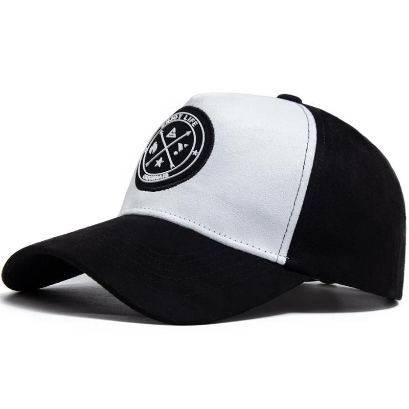 Fashion Circular Leather Label Suede Men's Baseball Cap Spring Autumn Hat For Visor Casual Women Snapback Hip Hop Caps Unisex