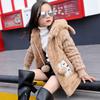 Winter Girls' Cotton-padded Clothes, Mid-length Thickened Imitation Leather Cotton-padded Clothes