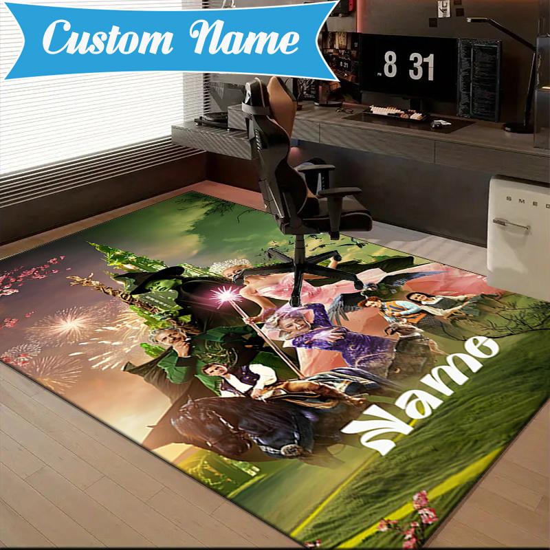 Custom Name Magic Friendship witch Rug Game Carpet, Floor Mat for Bedroom Living Room Entryway Rug, Home Decor Idea Gift for Christmas birthday