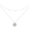 S925 Stamp Silver Color Double Layer Round Disc Pendant Necklace Gold Color Bead Chain Charm Necklace For Women Jewelry S -N574