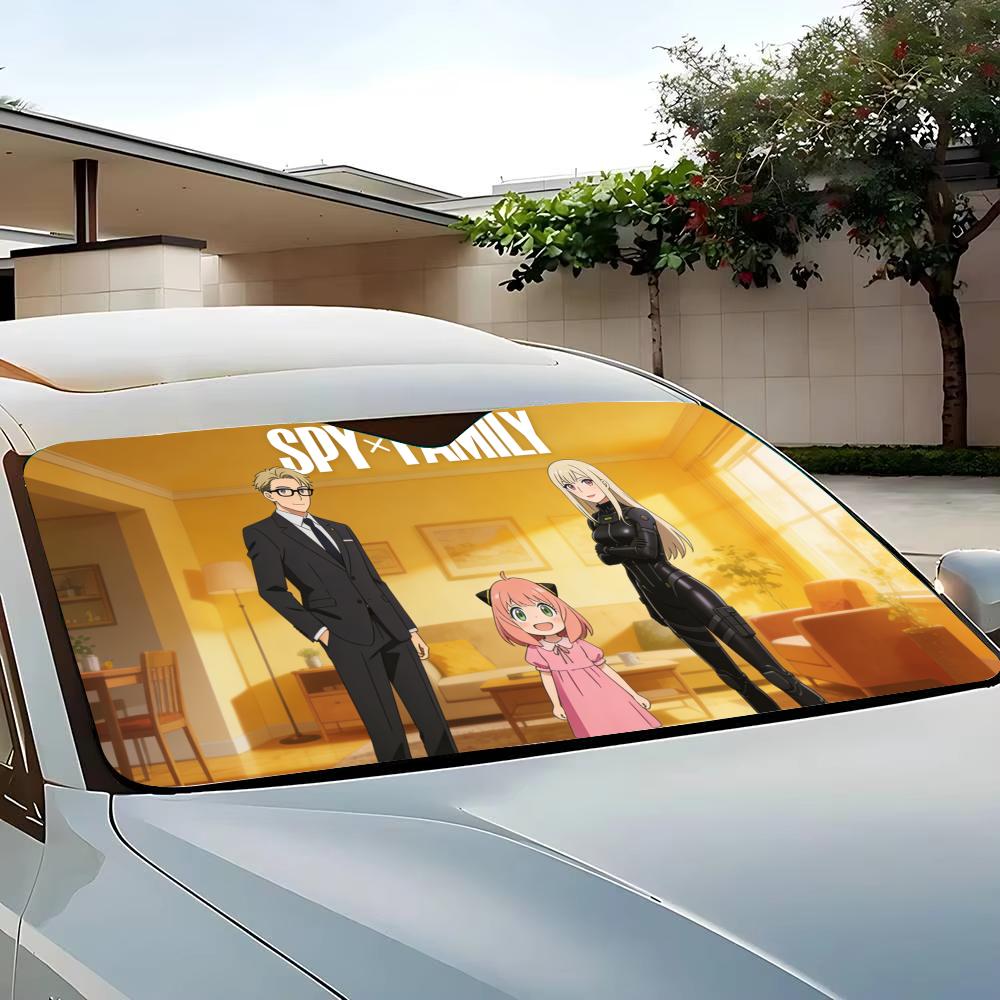 Anime S-Spy X Family Sun Visor Car Windshield Sun Shade Front Window Sunshade UV Block Heat Insulation Cover Parasol