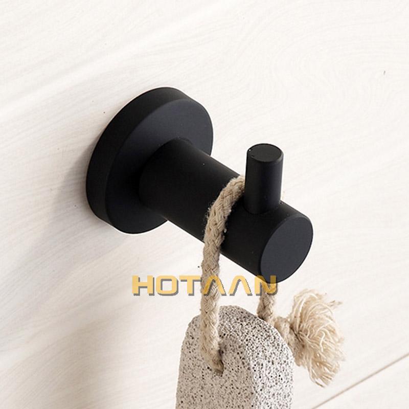 Stainless Steel Robe Black Hook Wall Mount Single Screw Towel Holder Bathroom Accessories Clothes Hook
