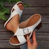 Round Toe Block Heel Retro Flip-flops Women Summer Open Toe Outward Wear Versatile Soft Sole Non-slip Wear-resistant High Heels
