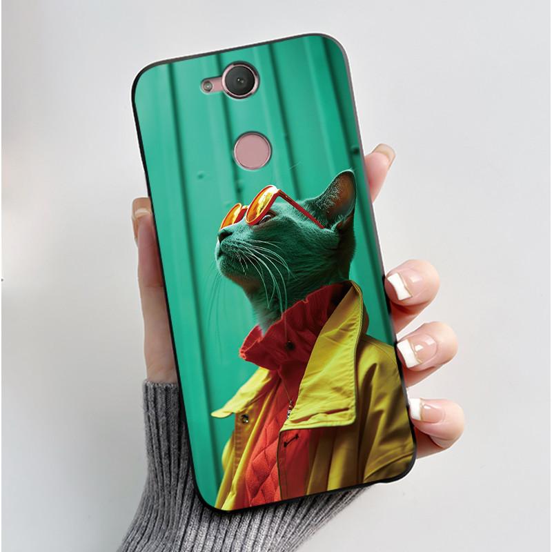 Милый Чехол Для Sony Xperia XA2 / Xperia XA2 Ultra Capa Coque Печатный Корпус Защитная Крышка Мягкий Силикон Мультяшный Черный Корпус