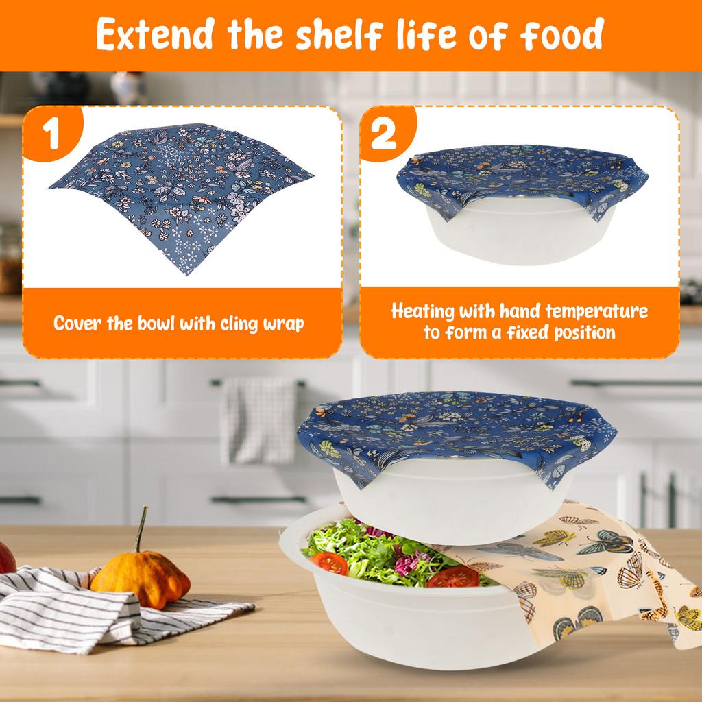 11 Pcs Reusable Beeswax Food Wraps Set Organic Cotton Eco Friendly Covers For Bread Sandwich Cheese Fruit And Bowls