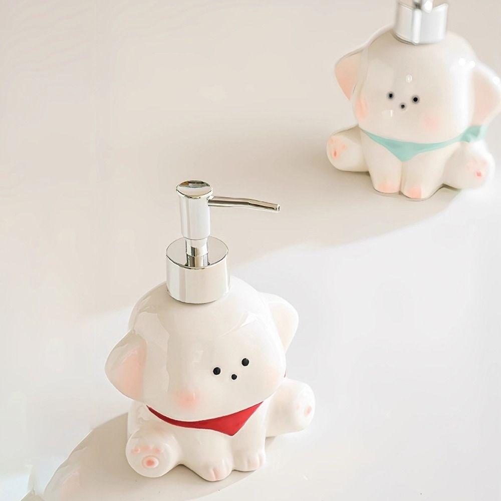 Dog Shape Liquid Soap Dispenser Ceramic Shower Gel Separate Bottles Shampoo Bottle Kitchen