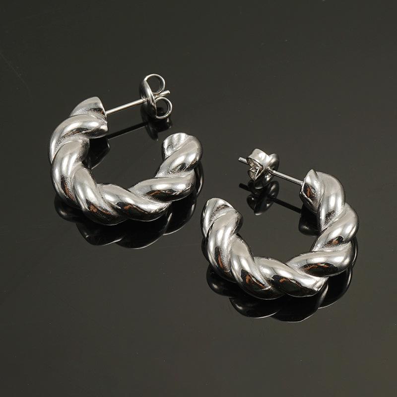 Серьги-кольца из титановой стали с вакуумным напылением из 18-каратного золота для женщин