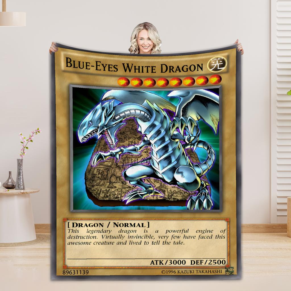 Пледы Синеглазый Белый Дракон Японское Аниме Yu-Gi-Oh Пушистый Забавный Теплый Плед для Дома Ресторана Зимы