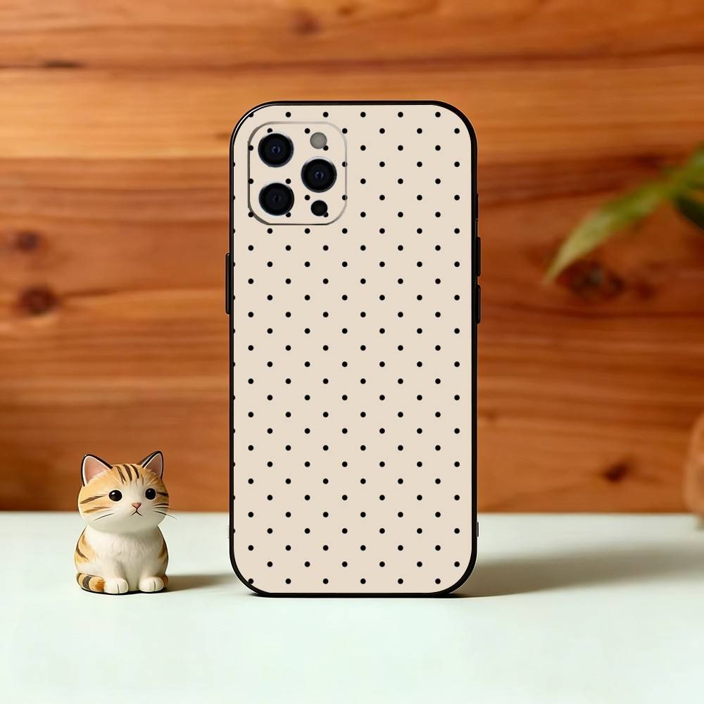 Классический чехол для телефона в горошек для iPhone 17,16,15,14,13,12,11 Plus,Pro Max,XS,Мягкий силиконовый черный чехол