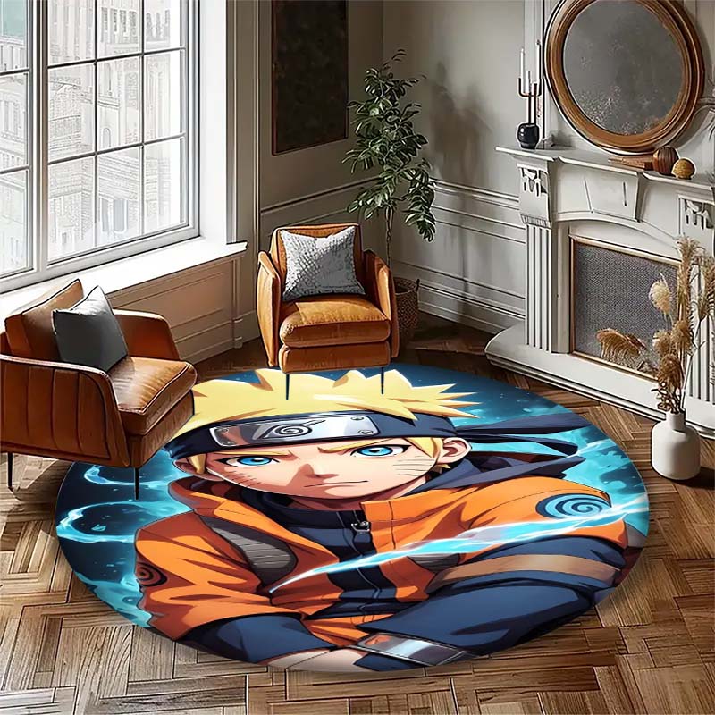 Naruto Uzumaki Akatsuki  Printed Round Rug Soft  Anti-Slip Carpet  for Home Bedroom Living Room Gaming Room Dorm Decor
