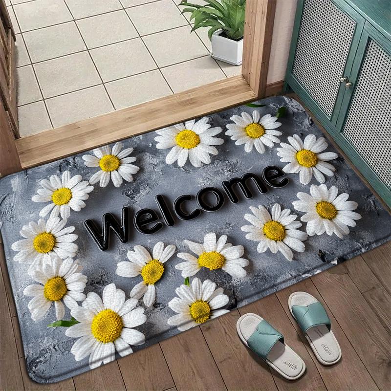 Welcome Doormat Vibrant Floral Pattern Non-Slip Rug for Indoor Outdoor High Traffic Areas Perfect for Valentine'S Day Spring Mat