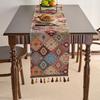 Jacquard Tassel Table Runner Long Strip Thick Wear-resistant Retro Countryside Home Kitchen Restaurant Decoration Table Runner