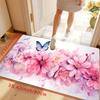 1 Pink Floral Pattern Rug - Machine Washable, Non-Slip, Soft and Comfortable Entryway Mat for Front Door, Bathroom, Living Room