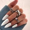 iF ME Punk Vintage Silver Color Poker Billiards Ring Set for Women Gothic Heart Anillos Hip Hop Y2k Korean Fashion Male Gift Jewelry
