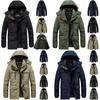 Warm Mens Winter Thick Fur Lined Hooded Jacket Zipper Bomber Military Parka Coat