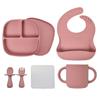 Lalabee Aijudo Baby Food Tableware Set of 4, Red, Suction Plate + Kids Spoon Fork Set + Silicone Cup + Bib, Popular Korean Parenting Items