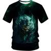 Мужская летняя 3D футболка Модная повседневная свободная с принтом животного тигра с круглым вырезом и коротким рукавом