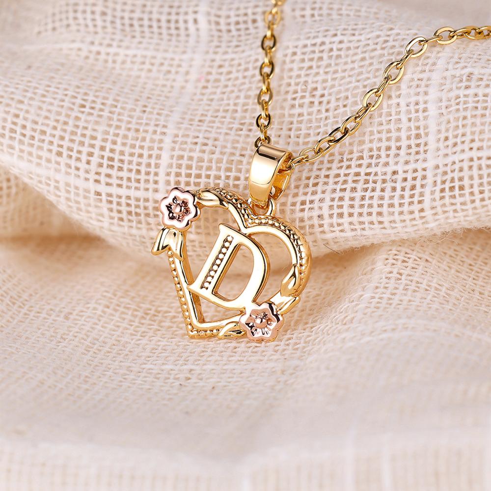 AZ буквы золотого цвета цветок инициалы ожерелье для женщин девушка сердце письмо колье ожерелье лучшие подарки алфавит ювелирные изделия