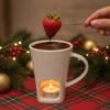 Ceramic Tea Light Chocolate Melting Cup with Fork Cheese Melting Pot Butter Warmer Pot  Fruit