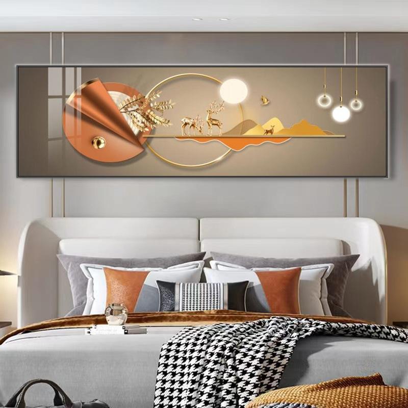 Абстрактная Геометрия Роскошная Картина на Холсте Золотой Олень Китайские Декоративные Плакаты Настенное Искусство Гостиная Спальня Декор Куадрос