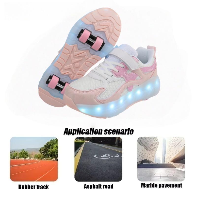 Children's Roller Skate Shoes For Boys And Girls Adult Quad-Wheel Flying Shoes With Lights And Charging Wheels Student Roller