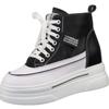 Fashion Leather Thick-soled High-top Women's Shoes 2024 Autumn Winter New Fashionable Zipper Height Increased 8cm Casual Sneakers Shoes