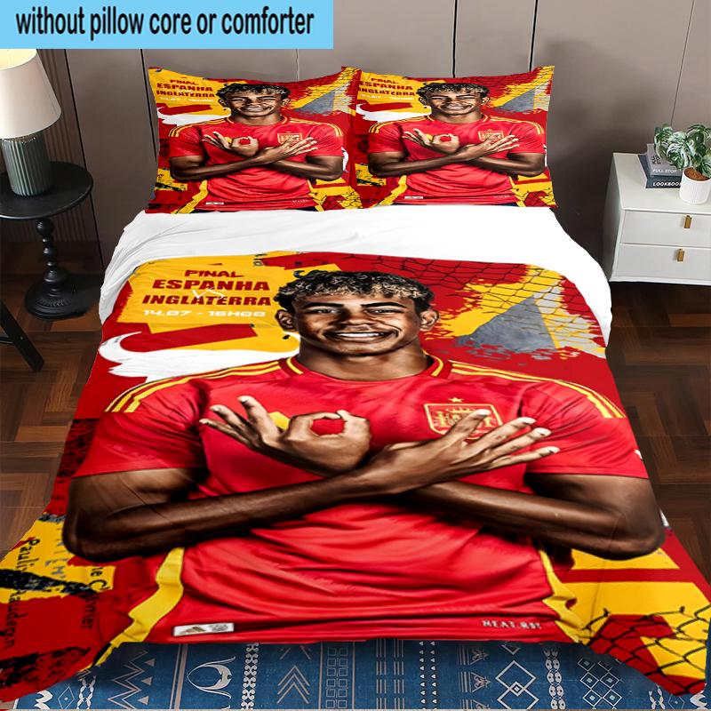 3PCS Football Spirit Ya-mal Bedding Set,Including 1pc Duvet Cover And 2pcs Pillowcases Perfect for Bedroom, Dormitory, Fan Christmas gift
