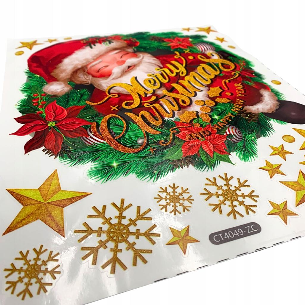 Christmas Window Door Sticker Decorative Window Santa Claus Stars 50 M