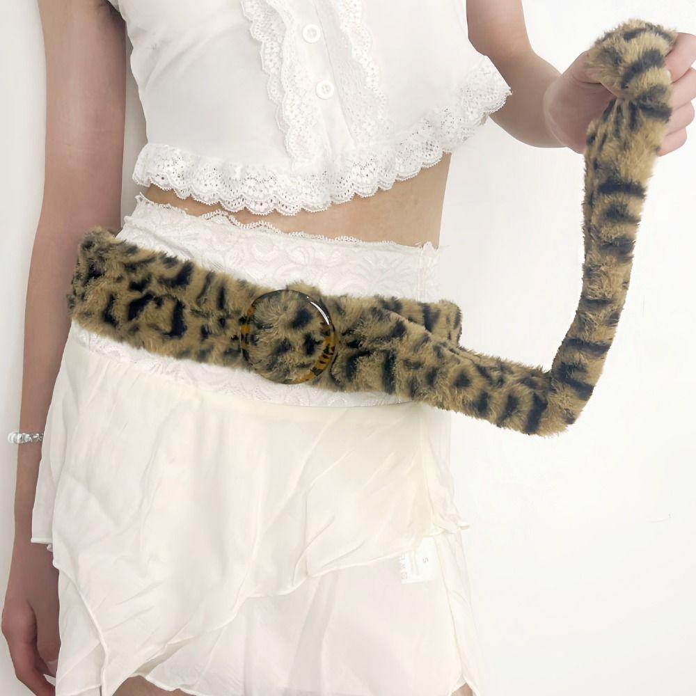 Смола Пряжка Леопардовый Принт Плюшевый Пояс Меховой Аксессуар для Костюмов для Джазовых Танцев Уличная Одежда