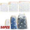 50PCS Drawstring Waterproof Clothes Shoes Storage Bags EVA Daisy Pattern Packaging Organizer Waterproof Makeup Toiletry Bags