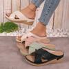 Summer Women's Wedge Slippers New Retro Women's Slippers Orthopedic Arch Support Leather Non-Slip Soft Bottom Flip Flops