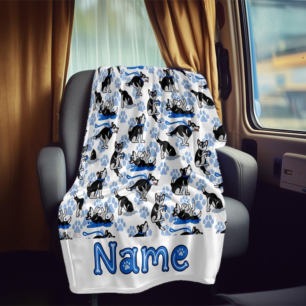 Cute Dog Pattern Rv Customize Your Name Blanket Comfortable Soft Lightweight Perfect For Travel Camping Picnics Sofas Rvs Beds Living Rooms Giftst2