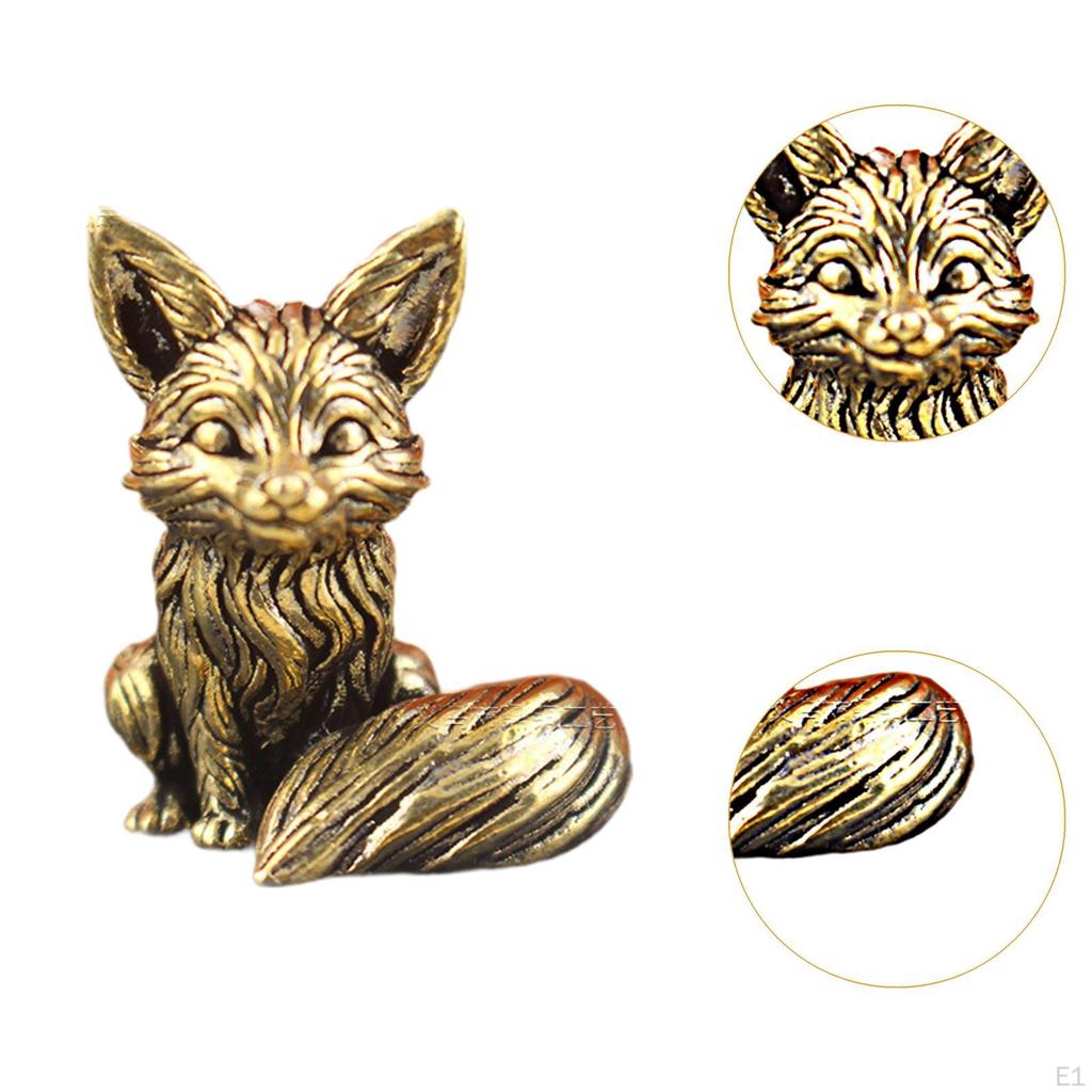 Fox Figurine for Office Desk Micro Landscape Animal Sculpture Tea Pet