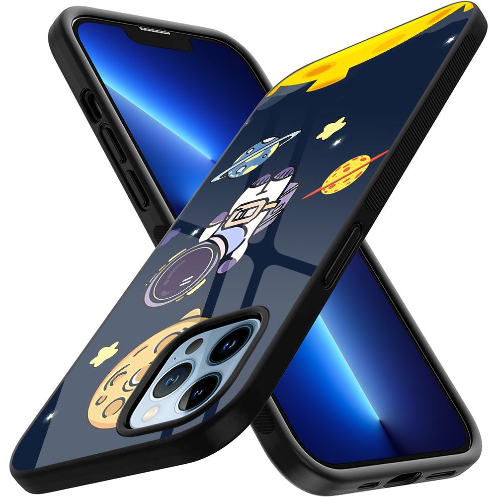 Чехол с милым астронавтом с рисунком для Iphone 14 13 12 Pro Max Mini Xs Xr X, чехол из закаленного стекла для Iphone 7 8 6s Plus Se 2022 11