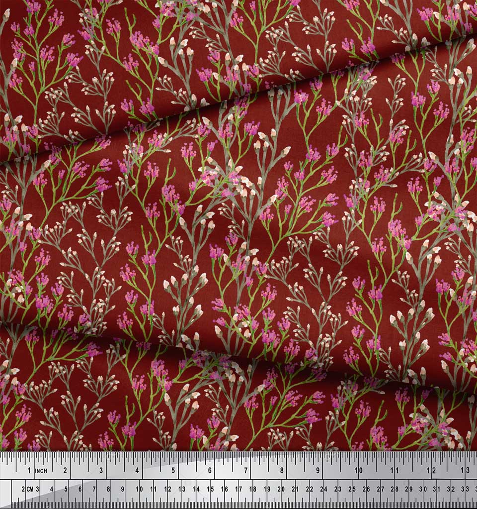 Soimoi Черная полиэстеровая креповая ткань с акварельным принтом «Цветы и бутоны» на метры 42 дюйма