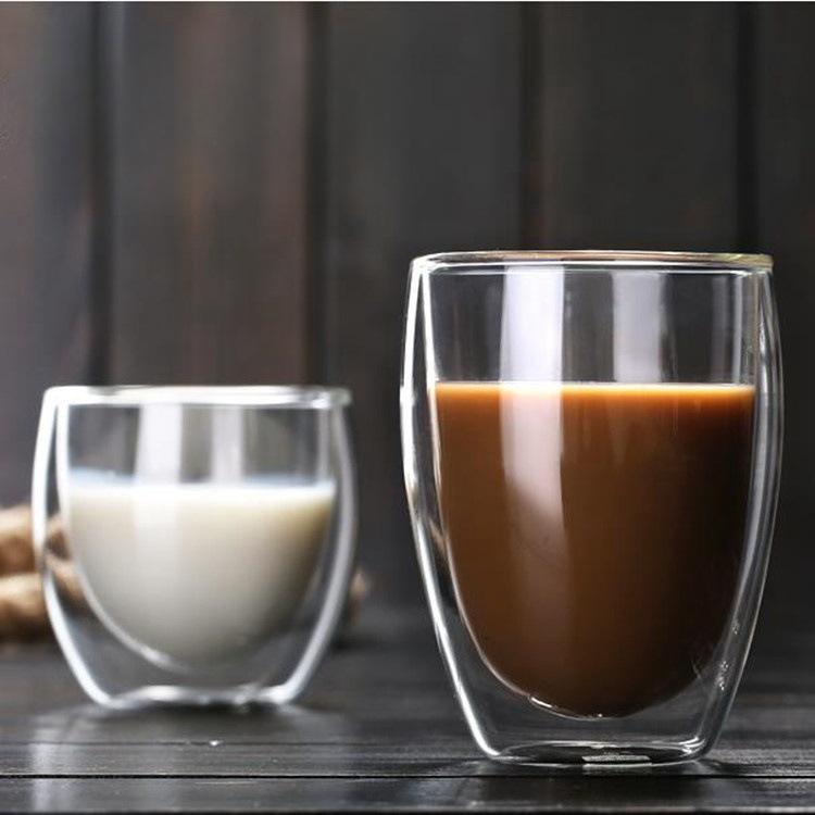 High Borosilicate Double-Walled Insulating Egg-Shaped Glass Cup for Coffee and Water