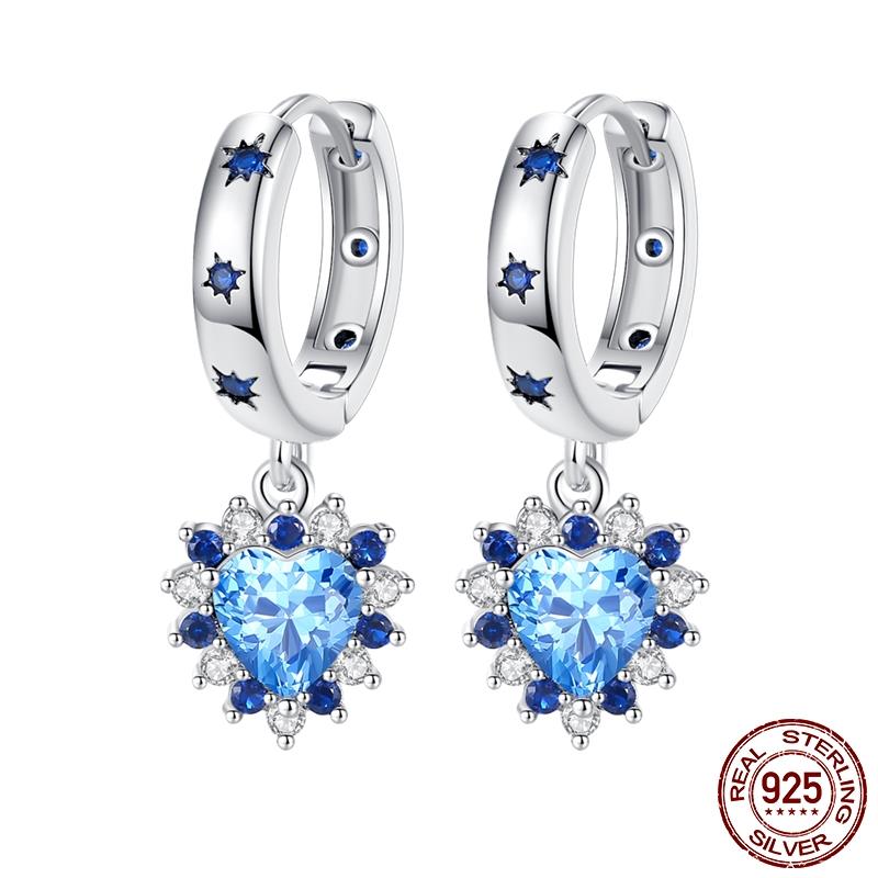 Sales100% S925 Стерлингового Серебра Звезда Луна В Форме Сердца Женские Серьги Подходят Оригинальные Серьги Свадебные Изящные Ювелирные Изделия Подарки