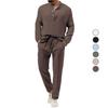 Casual And Comfortable Spring And Autumn Men'S Solid Color Casual T-Shirt Long Sleeved Shirt Long Pants Set Sportswear Hoodie Two-Piece Set