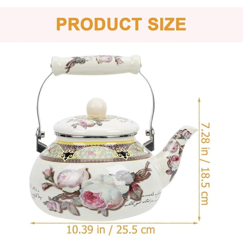 Stove Top Enamel Tea Kettle: Vintage Floral Whistling Tea Pot Farmhouse Water Boiling Pot Household Stove Top Whistling Tea Kettle 2. 5L