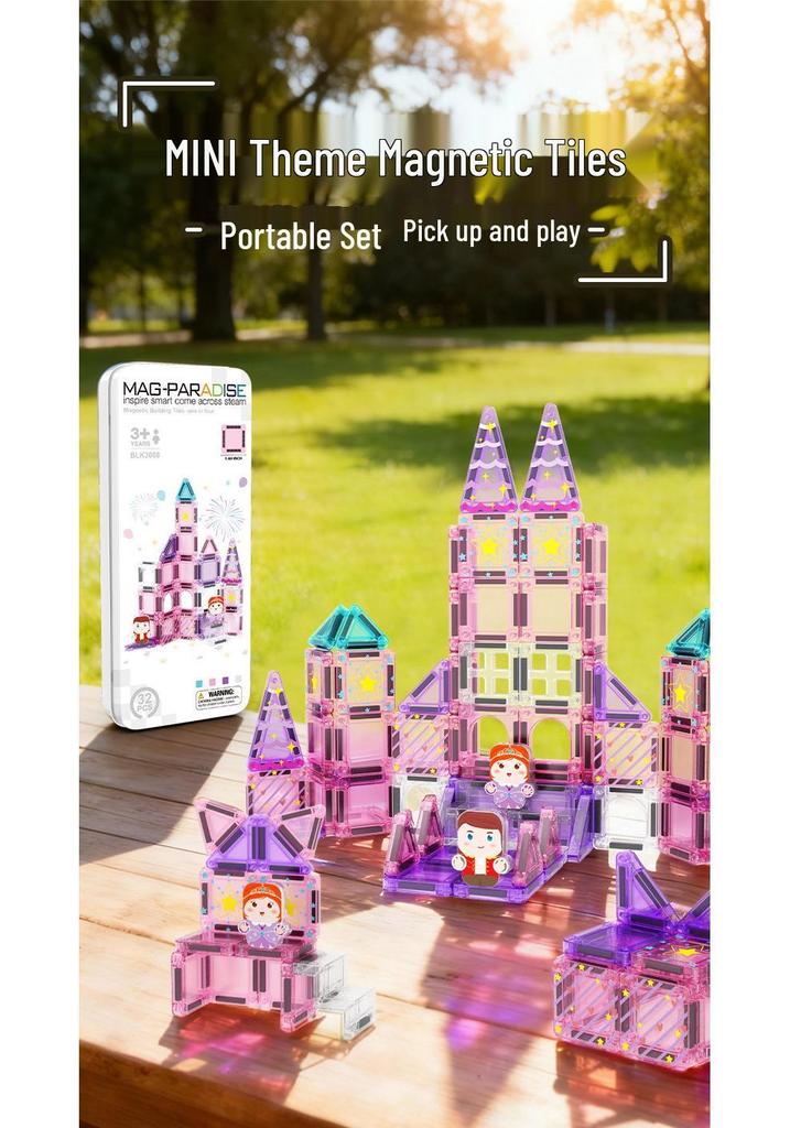 Portable Magnetic Tile Set: Travel-Friendly Educational Toy for Building and Creativity - Christmas Gift