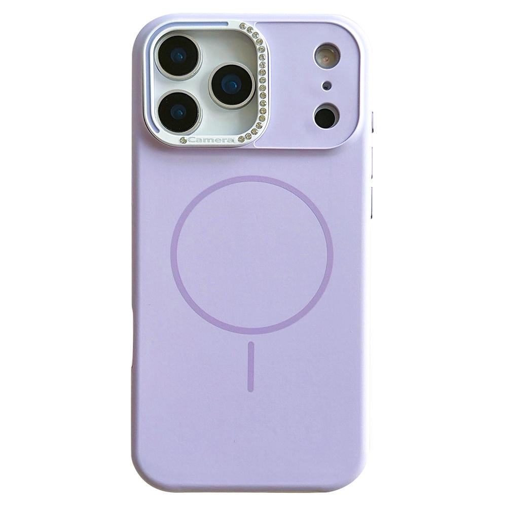For iPhone 17 Pro Case Compatible with MagSafe Rhinestone Decor Lens Frame Silicone Phone Cover