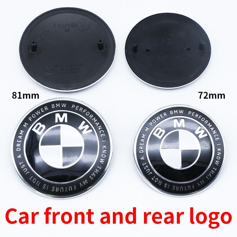 BBKR7 Car Thunder black white Logo Front Hood Emblem 82mm+Rear Badge 74mm+Wheel Hub Cap 68mm+56mm steering wheel sticker For All BMW