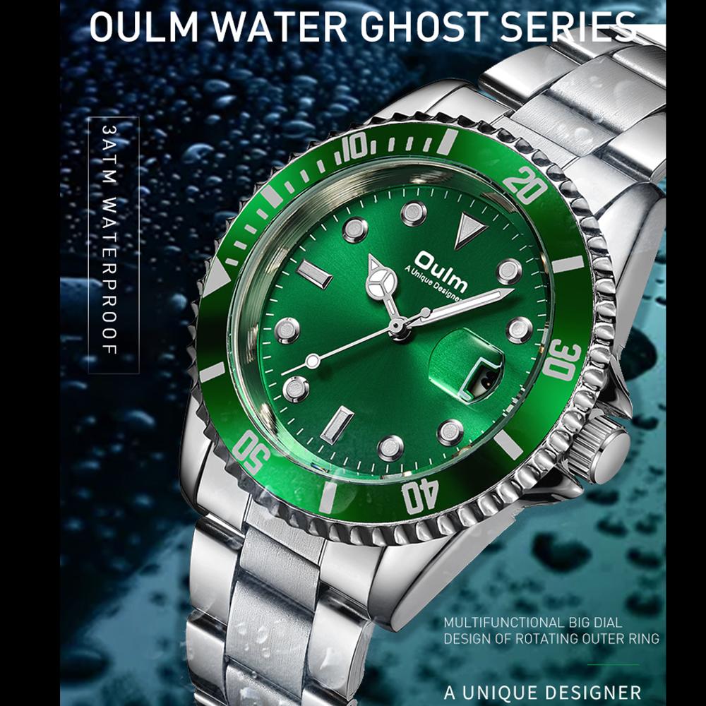 Oulm Часы мужские кварцевые Water Ghost Luminous Calendar Steel Band Watch Casual Sports Business Watch