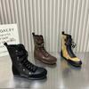 New Style Old Color Matching Round Head Strap Martin Boots Boxing Boots Thin Boots Short Boots