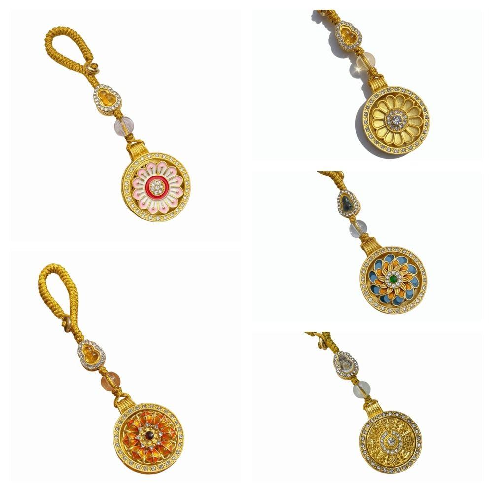Metal Sunflower Keychain Rotatable Zodiac Key Ring Backpack Pendant New Year Pendant  Car Keychain